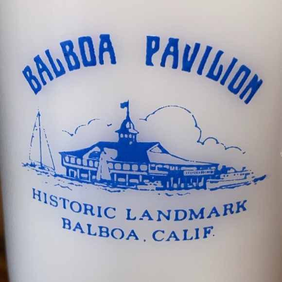VTG 60-70s Balboa Pavilion Milk Glass Mug. 8 oz. - Picture 1 of 6